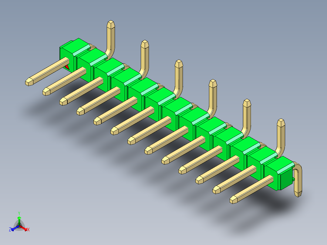 彩色公排针 100mil 2.54mm 系列-DS1022_green_13p_100mil_Type_SMT_R2_rev1.0