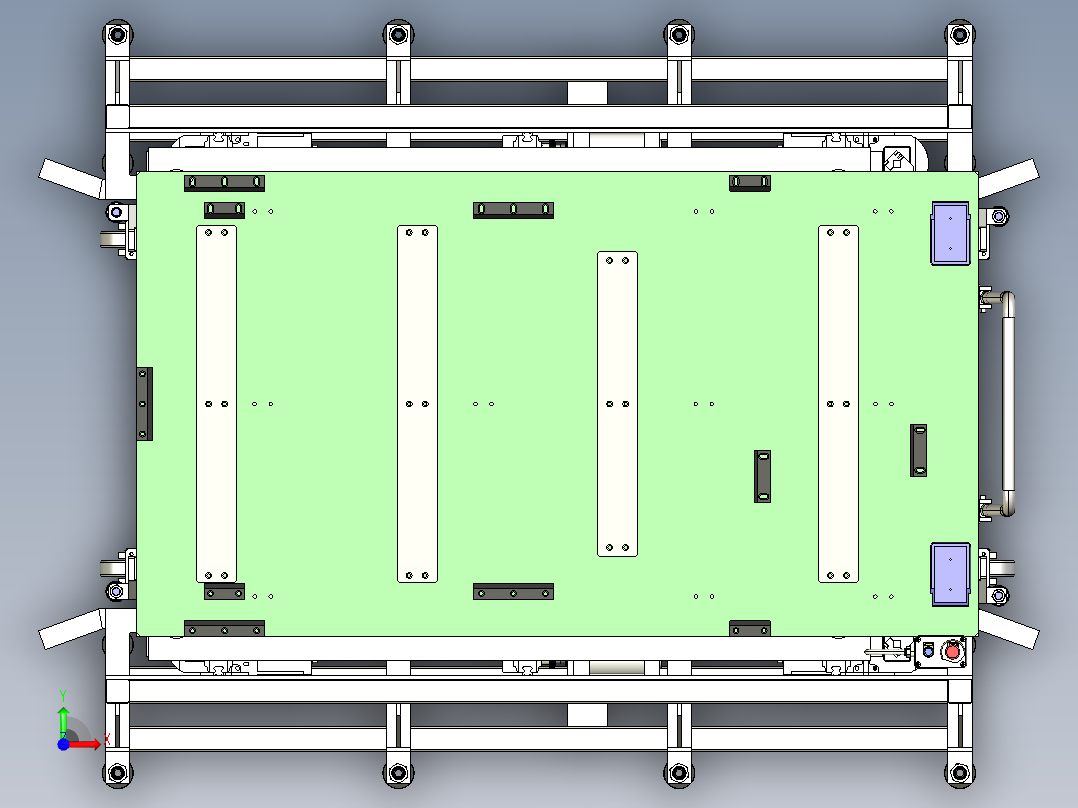 重载AGV料车（抬起和定位机构）前视图
