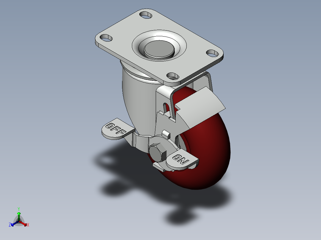 万向轮子带锁紧结构正等轴测图
