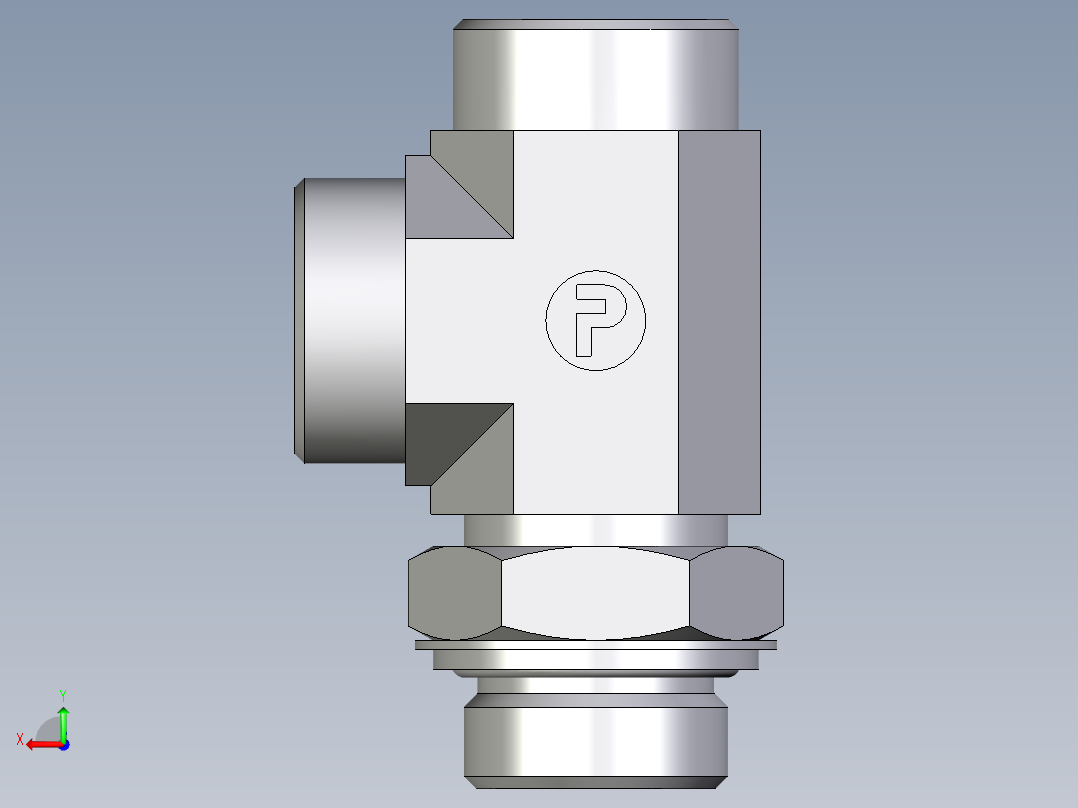 卡套式工业通用硬管接头EO_Adjustable_locknut_run_tee_LEE28LROMDCF后视图