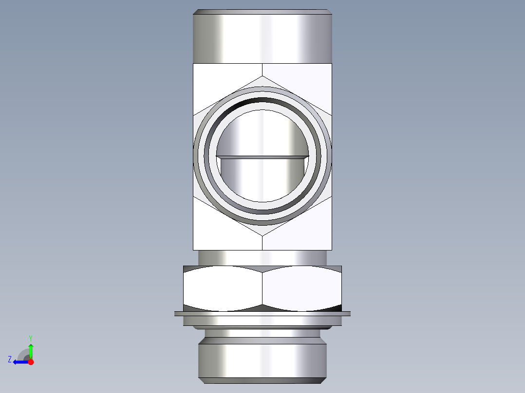 卡套式工业通用硬管接头EO_Adjustable_locknut_run_tee_LEE28LROMDCF右视图