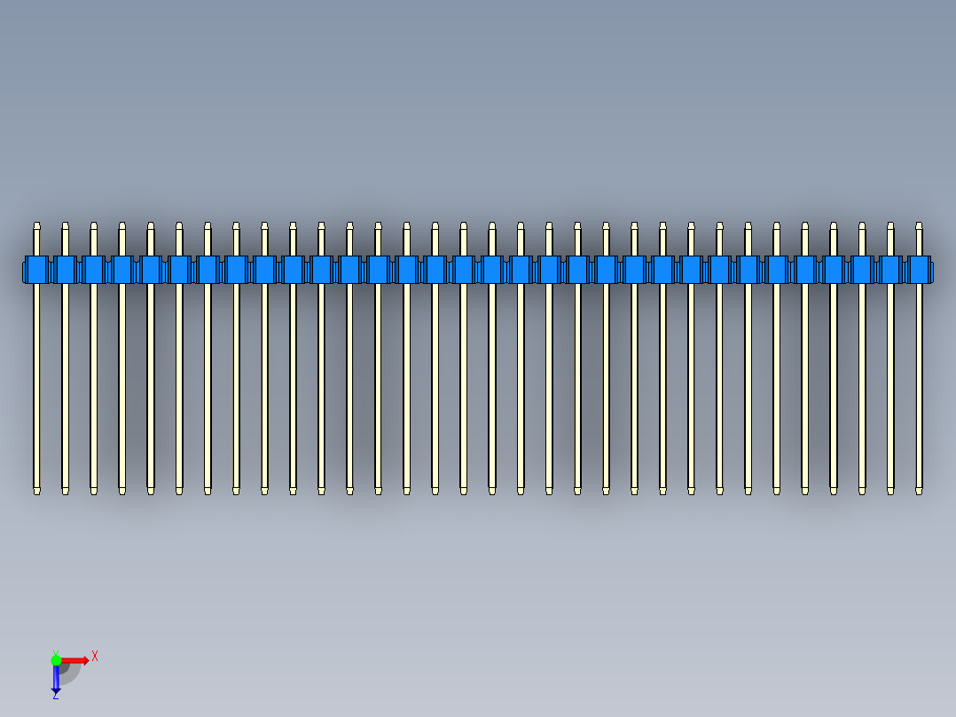 彩色公头100mil（2.54mm）系列-DS1021_blue_1x32p_100mil_Type19_rev1.0俯视图