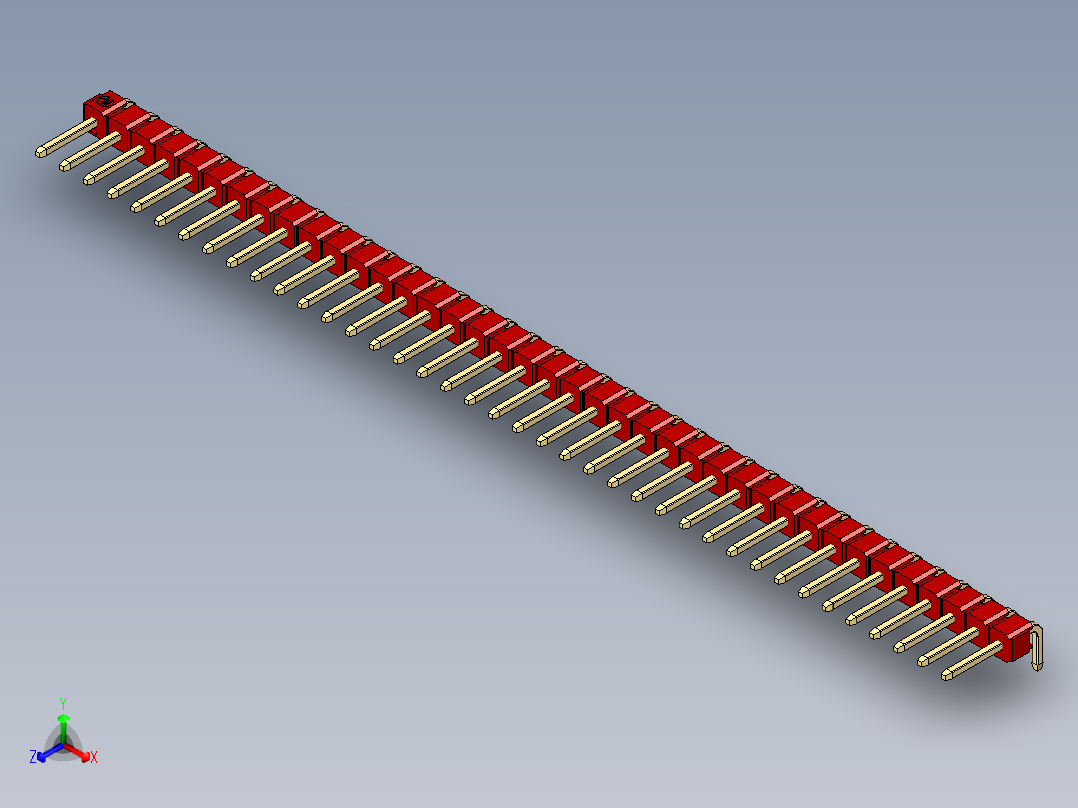 彩色公排针 100mil 2.54mm 系列-DS1022_red_1x39p_100mil_TypeD_rev1.0