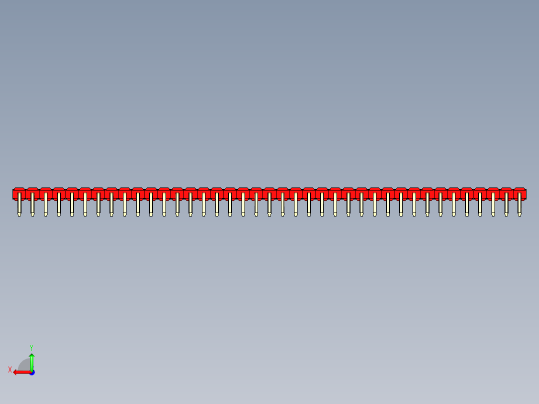 彩色公排针 100mil 2.54mm 系列-DS1022_red_1x39p_100mil_TypeD_rev1.0后视图
