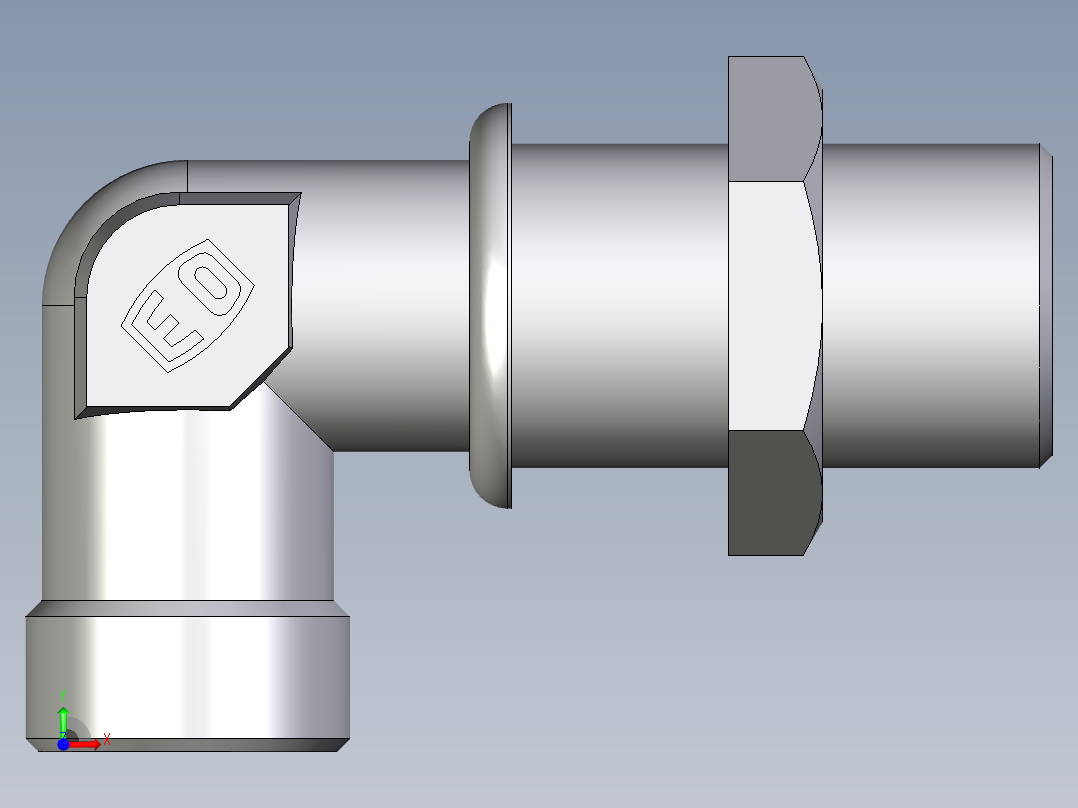 卡套式工业通用硬管接头EO_Bulkhead_elbow_WSV16SOMD71前视图