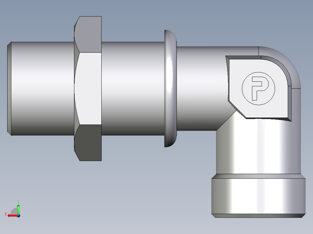 卡套式工业通用硬管接头EO_Bulkhead_elbow_WSV16SOMD71后视图
