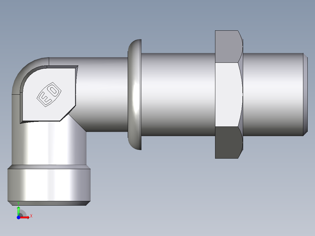 卡套式工业通用硬管接头EO_Bulkhead_elbow_WSV12LOMD71前视图