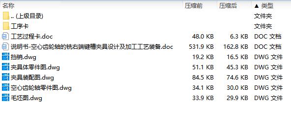 空心齿轮轴的铣右端键槽夹具设计及加工工艺装备含非标5张CAD图