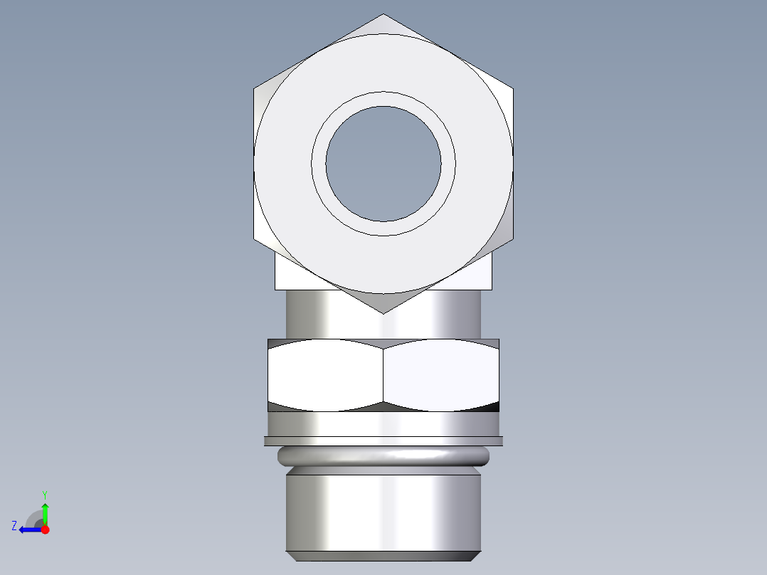 卡套式工业通用硬管接头EO_Adjustable_locknut_branch_tee_TEE20SMORCF右视图