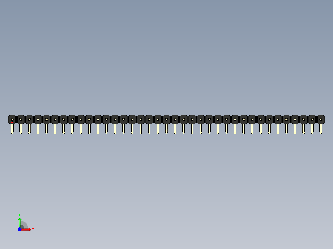 彩色公排针 100mil 2.54mm 系列-DS1022_black_1x37p_100mil_TypeD_rev1.0前视图