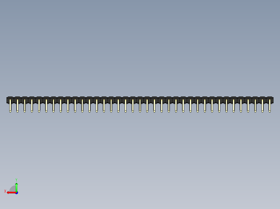 彩色公排针 100mil 2.54mm 系列-DS1022_black_1x37p_100mil_TypeD_rev1.0后视图