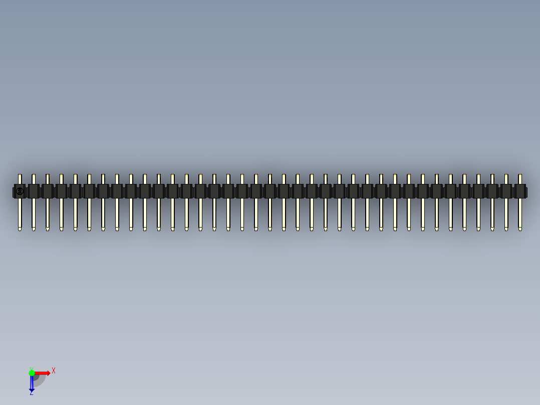 彩色公排针 100mil 2.54mm 系列-DS1022_black_1x37p_100mil_TypeD_rev1.0俯视图