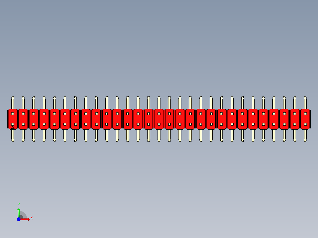 彩色公排针 100mil 2.54mm 系列-DS1022_red_58p_100mil_TypeSMT_rev1.0前视图