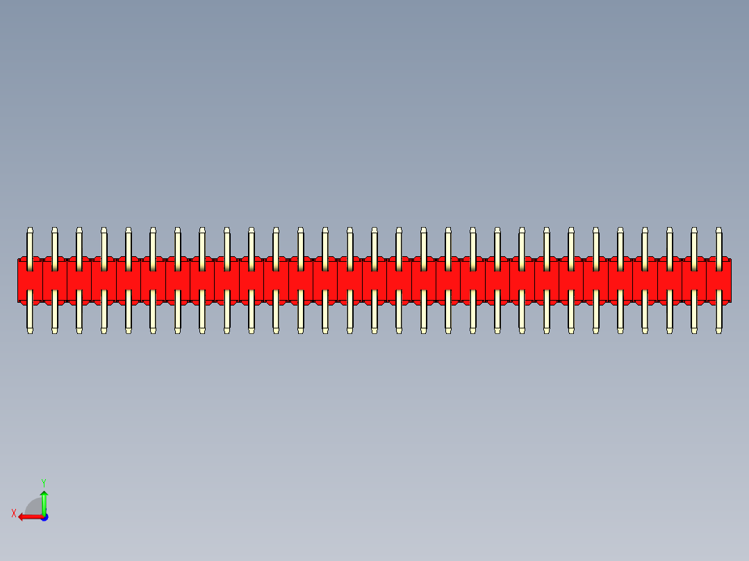 彩色公排针 100mil 2.54mm 系列-DS1022_red_58p_100mil_TypeSMT_rev1.0后视图
