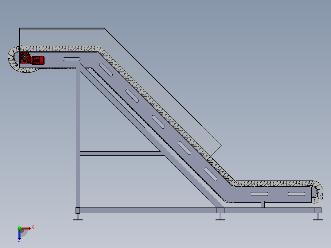 可调节式倾斜输送机俯视图