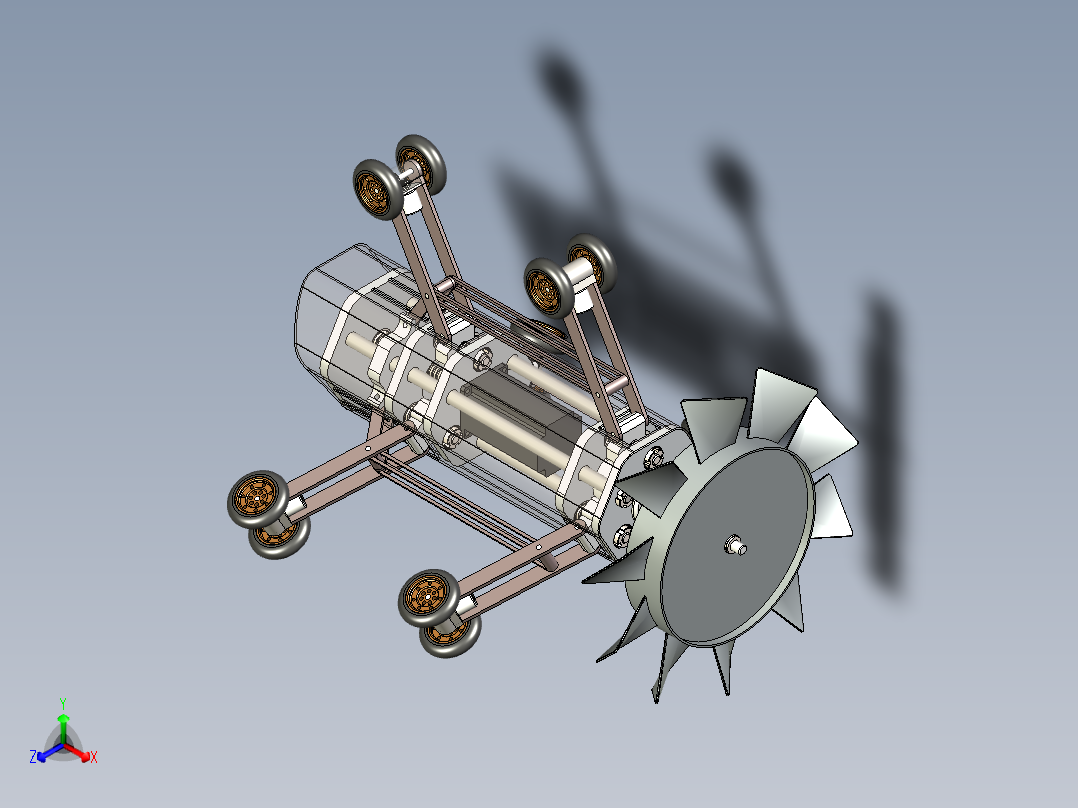 管道清污机器人正等轴测图