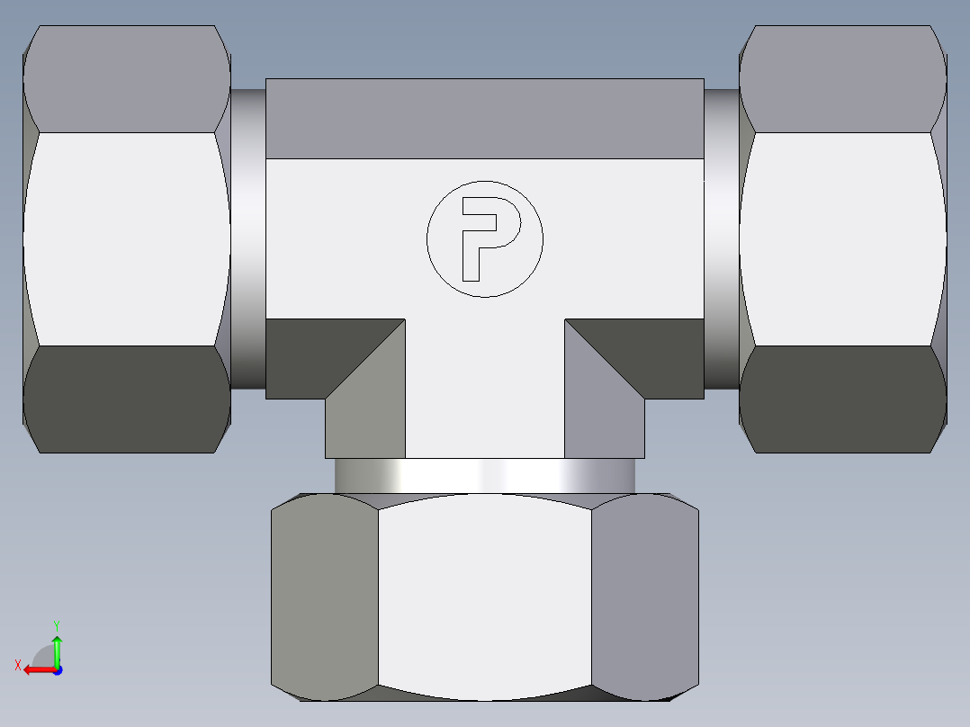 卡套式工业通用硬管接头EO_Union_tee_T18ZLCF后视图
