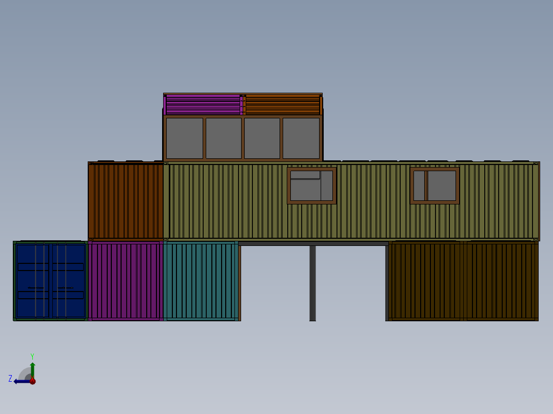 集装箱房设计模型 SW STP右视图