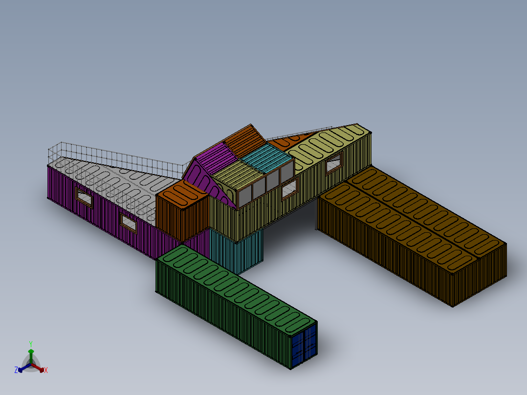 集装箱房设计模型 SW STP正等轴测图