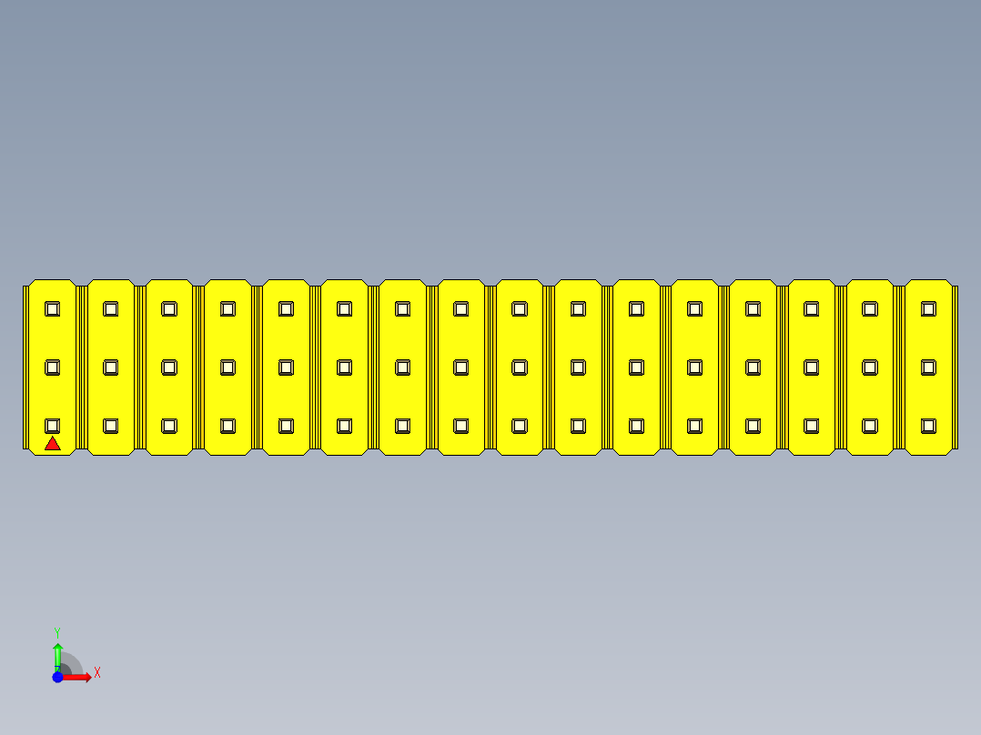 彩色公头100mil（2.54mm）系列-DS1021_yellow_3x16p_100mil_Type5_rev1.0前视图