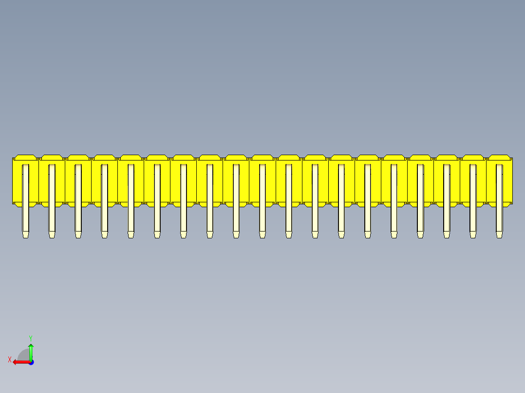 彩色公排针 100mil 2.54mm 系列-DS1022_yellow_2x19p_100mil_TypeD_rev1.0后视图