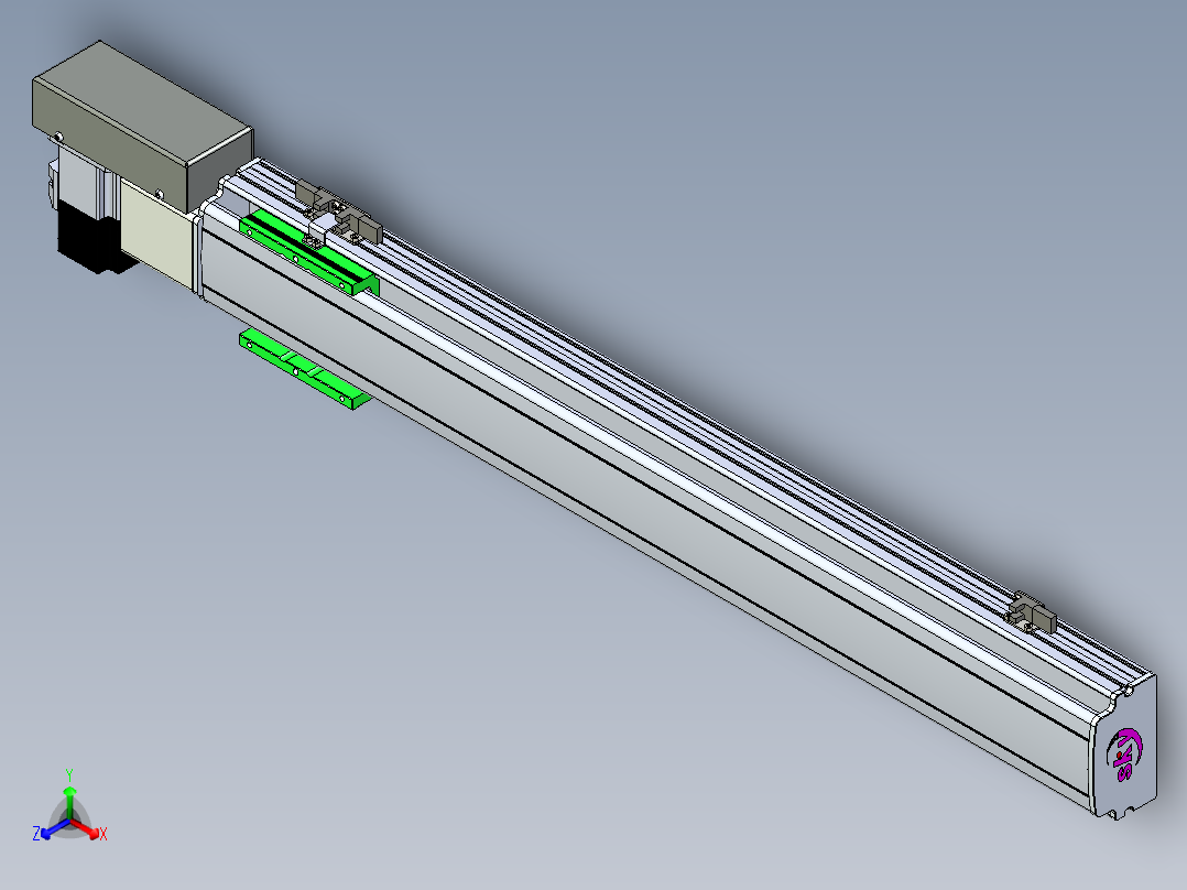 同步带滑台-半封闭B10H-L45-S650-R-P40-D3正等轴测图
