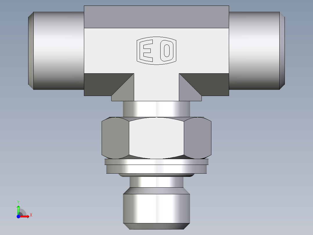 卡套式工业通用硬管接头EO_Adjustable_locknut_branch_tee_TEE08LMOMDCF前视图