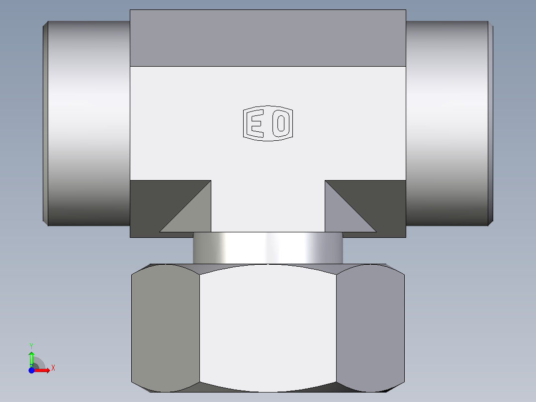 卡套式工业通用硬管接头EO_Standpipe_branch_tee_EVT38SOMD71前视图