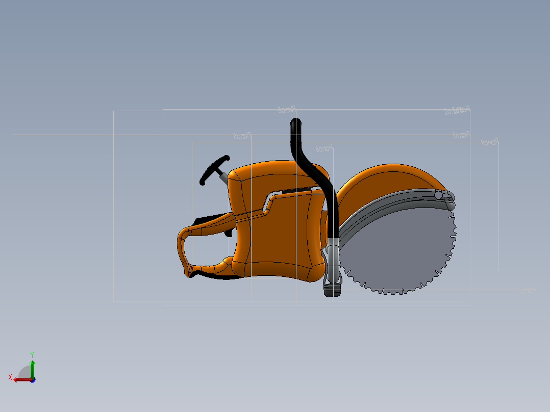 旋臂锯模型3D图纸 Solidworks设计后视图