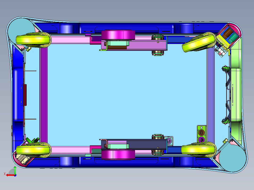 医疗保健自动挂接和拖动推车移动机器人后视图