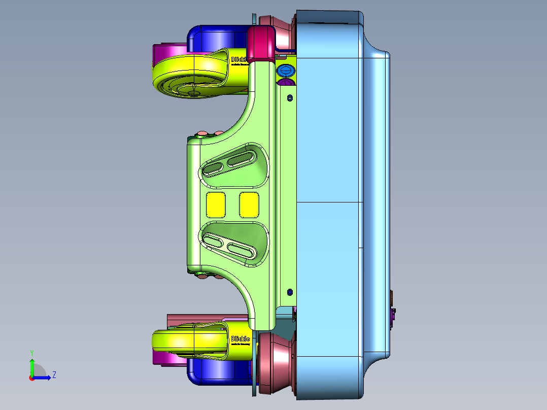 医疗保健自动挂接和拖动推车移动机器人左视图