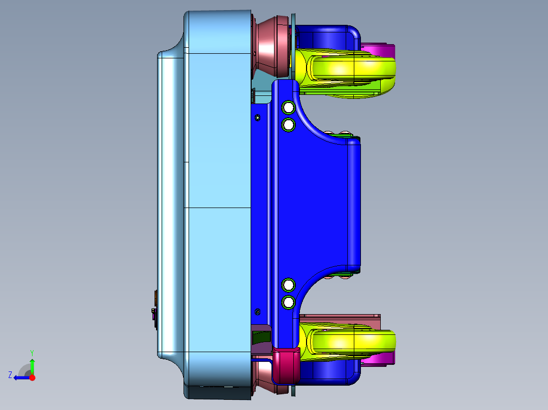 医疗保健自动挂接和拖动推车移动机器人右视图
