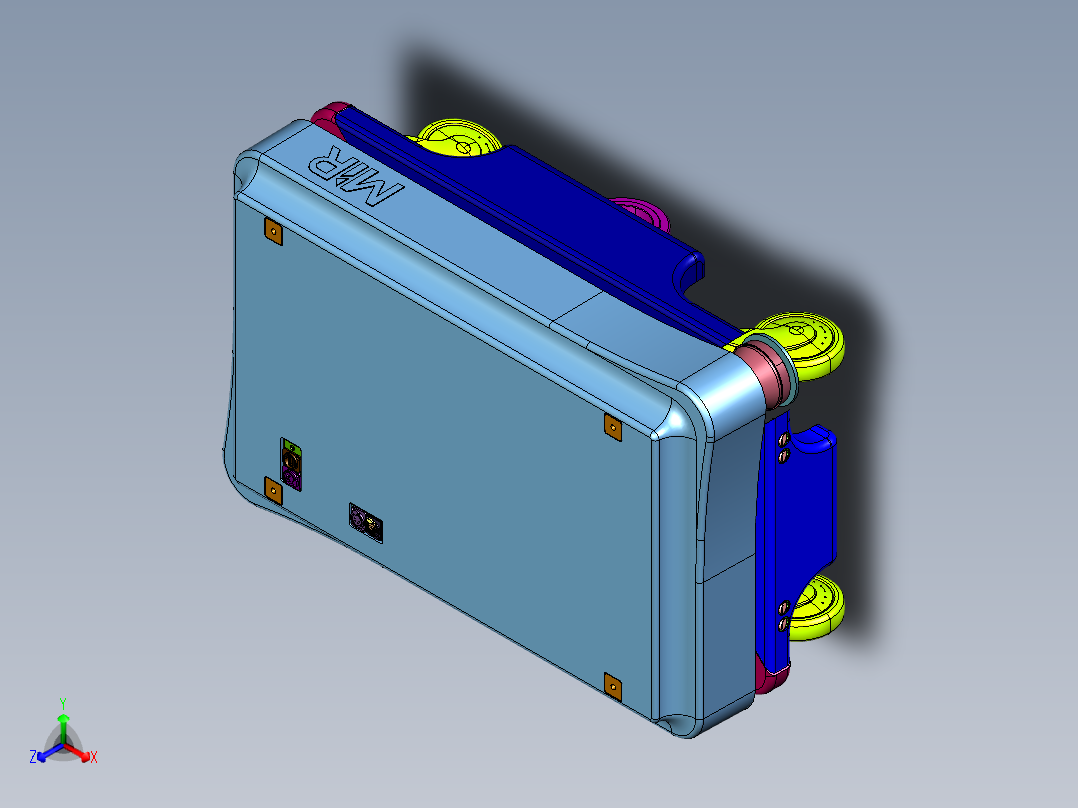 医疗保健自动挂接和拖动推车移动机器人正等轴测图