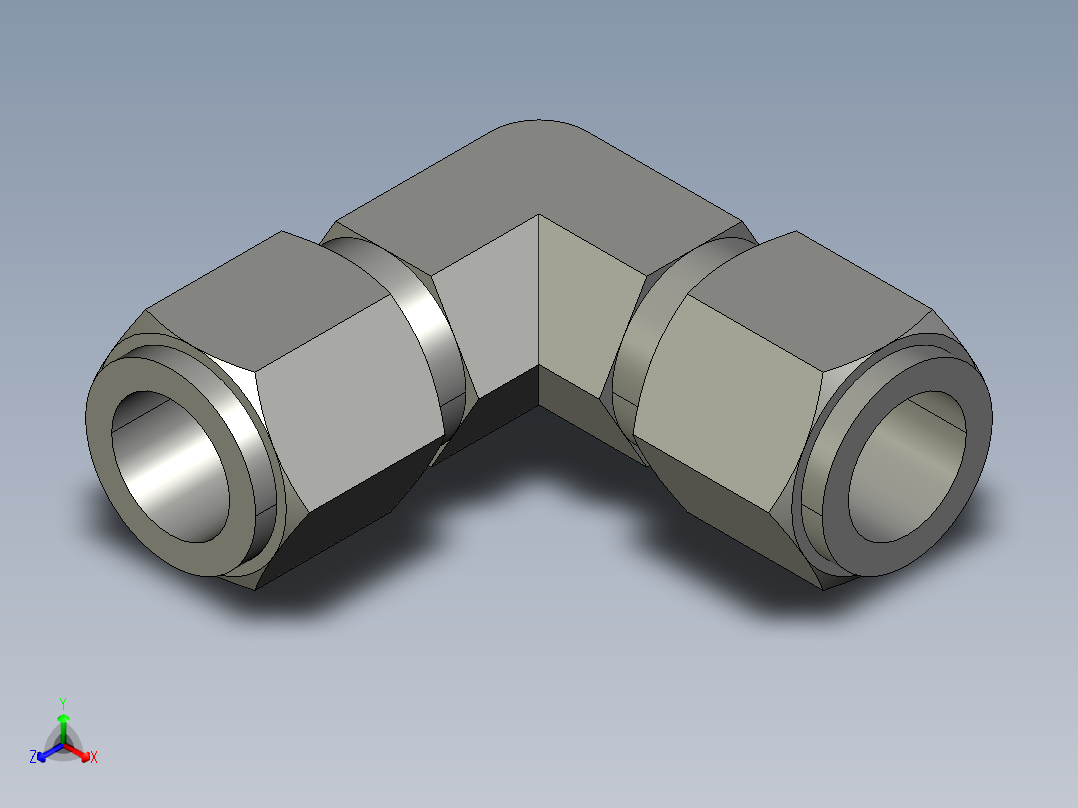 卡套式工业通用硬管接头10_ebu-s正等轴测图