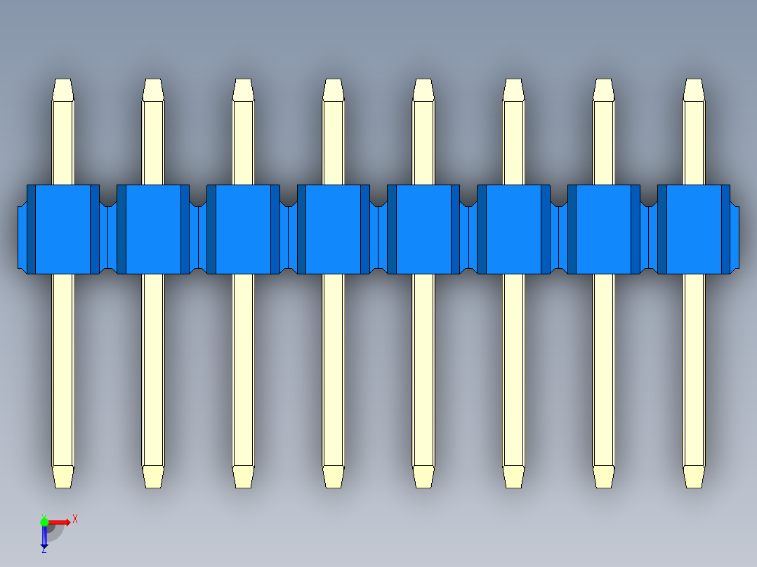 彩色公头100mil（2.54mm）系列-DS1021_blue_1x08p_100mil_Type1_rev1.0俯视图