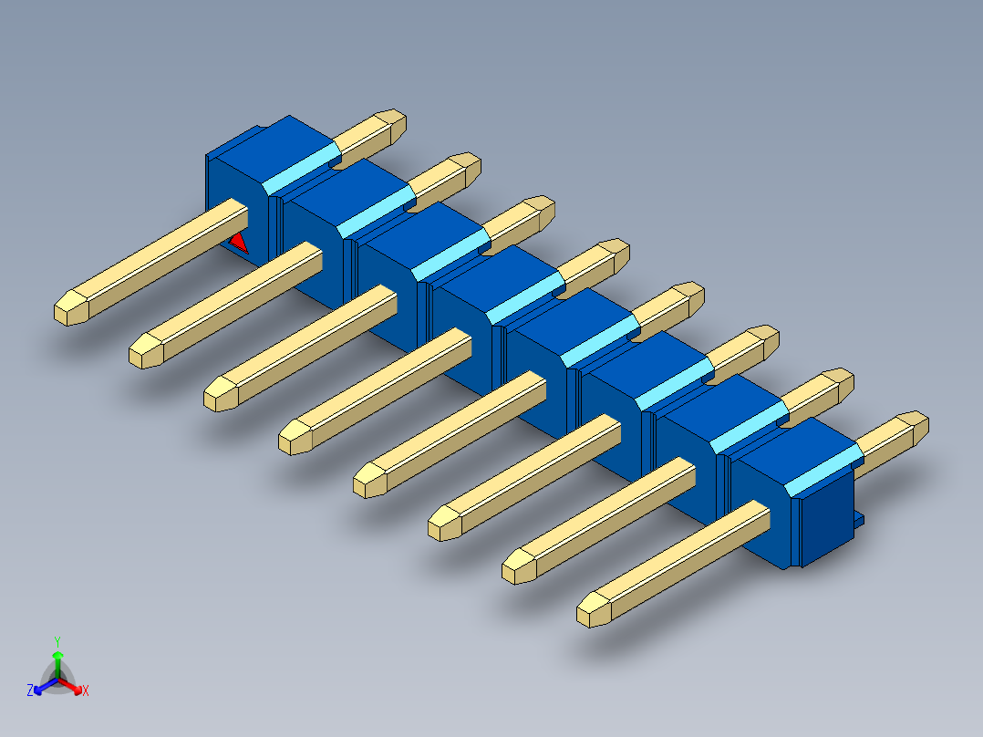 彩色公头100mil（2.54mm）系列-DS1021_blue_1x08p_100mil_Type1_rev1.0正等轴测图
