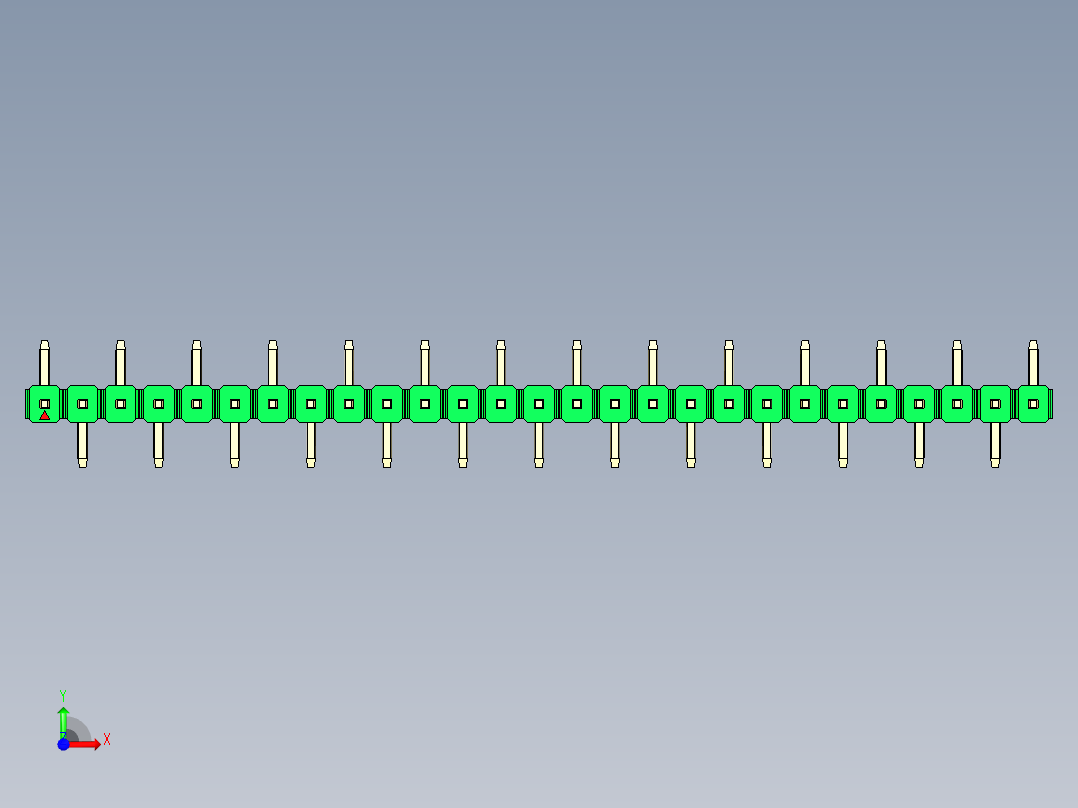 彩色公排针 100mil 2.54mm 系列-DS1022_green_27p_100mil_Type_SMT_R1_rev1.0前视图