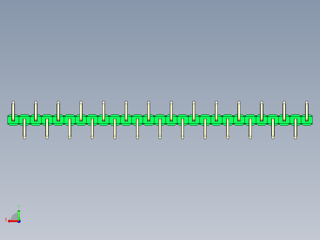 彩色公排针 100mil 2.54mm 系列-DS1022_green_27p_100mil_Type_SMT_R1_rev1.0后视图
