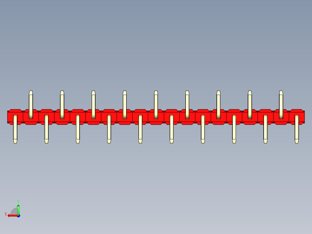 彩色公排针 100mil 2.54mm 系列-DS1022_red_19p_100mil_Type_SMT_R2_rev1.0后视图