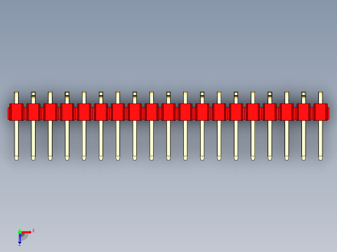 彩色公排针 100mil 2.54mm 系列-DS1022_red_19p_100mil_Type_SMT_R2_rev1.0俯视图