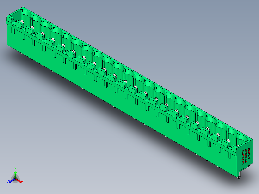 DEGSON 2EDG 系列 5.0mm 可插拔接线端子组-2EDGVC-5.0-22P-14-00AH正等轴测图