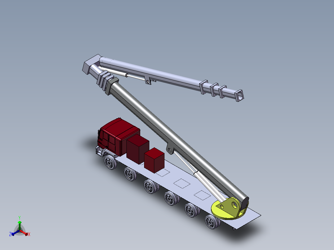 100m高层消防车sw模型正等轴测图