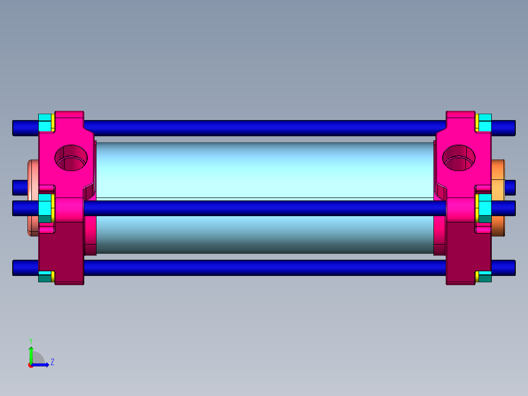 液压缸 仅有缸筒左视图
