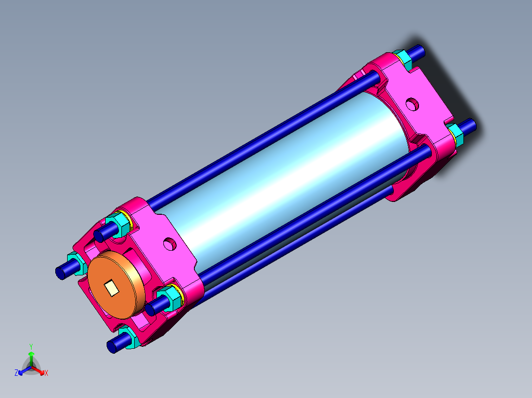 液压缸 仅有缸筒正等轴测图