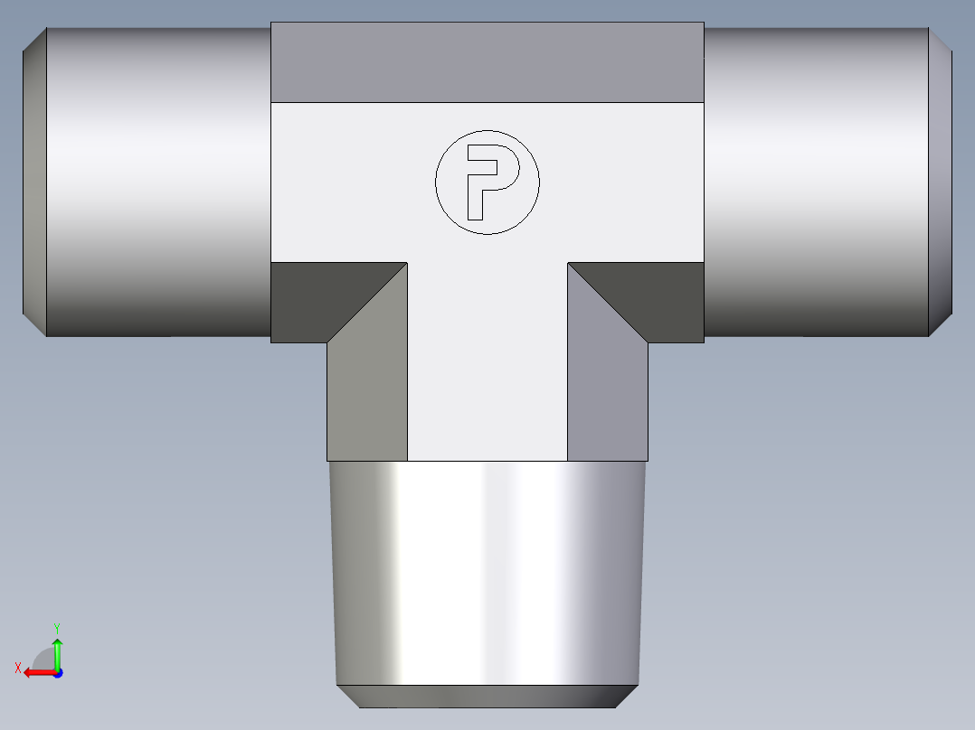 卡套式工业通用硬管接头EO_Male_stud_run_tee_TE06LLR71X后视图