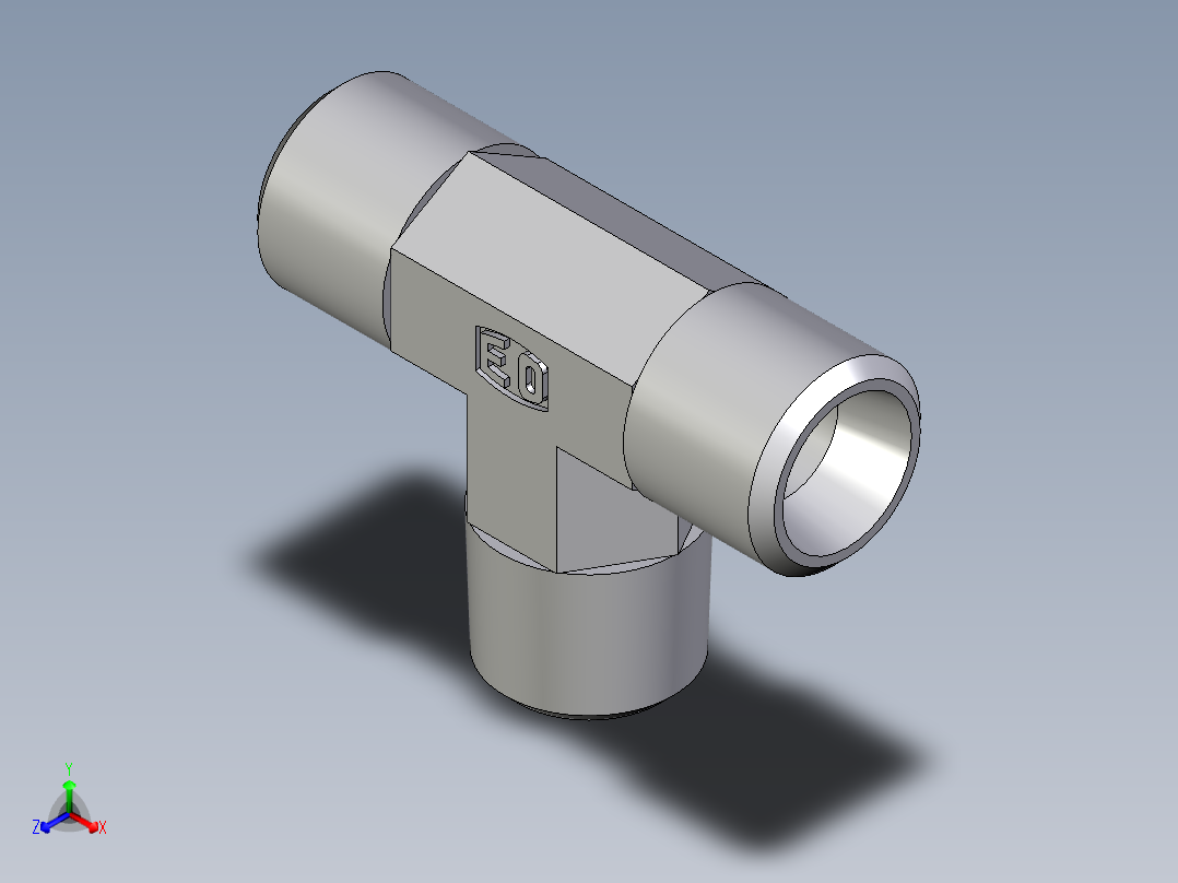 卡套式工业通用硬管接头EO_Male_stud_run_tee_TE06LLR71X正等轴测图