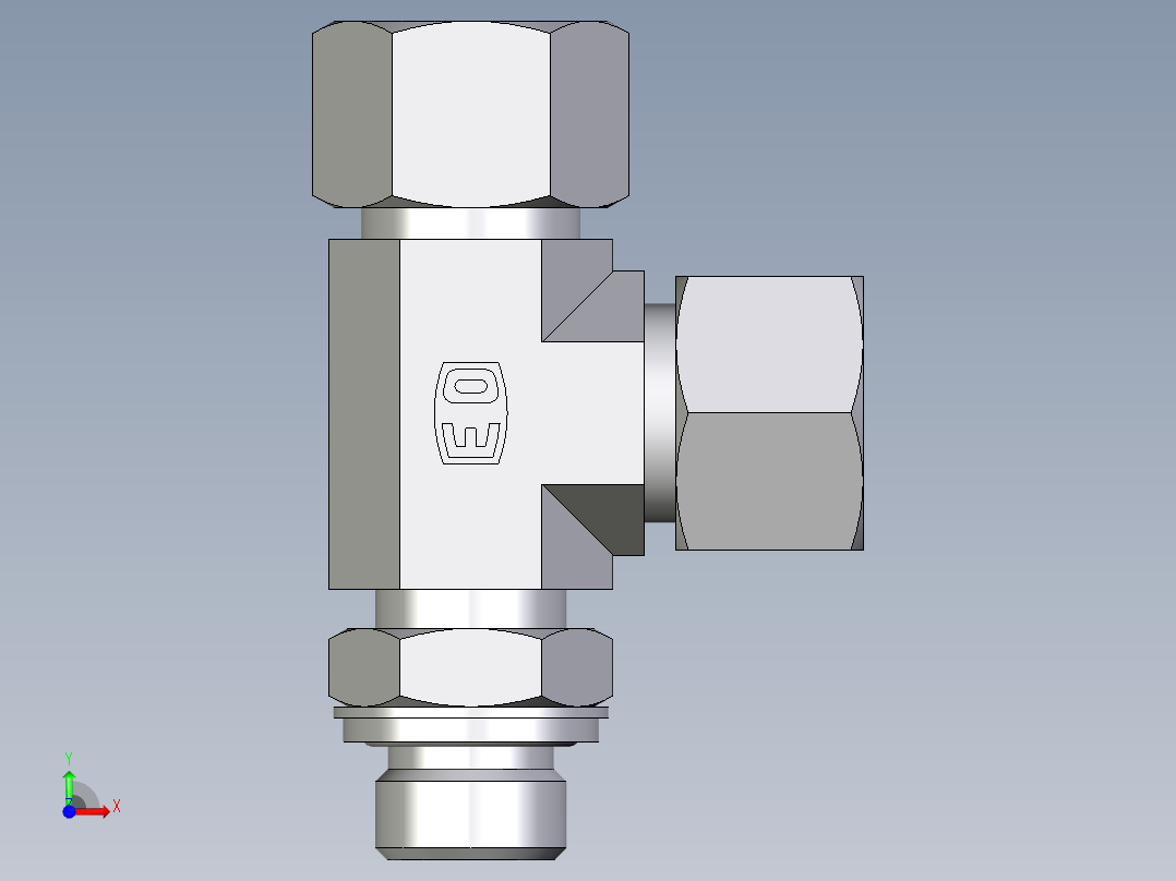 卡套式工业通用硬管接头EO_Adjustable_locknut_run_tee_LEE16ZSRCF前视图