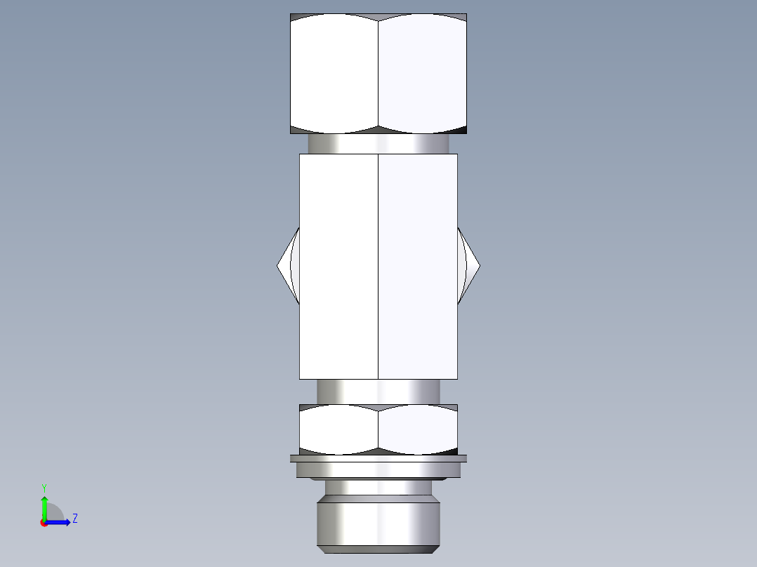 卡套式工业通用硬管接头EO_Adjustable_locknut_run_tee_LEE16ZSRCF左视图