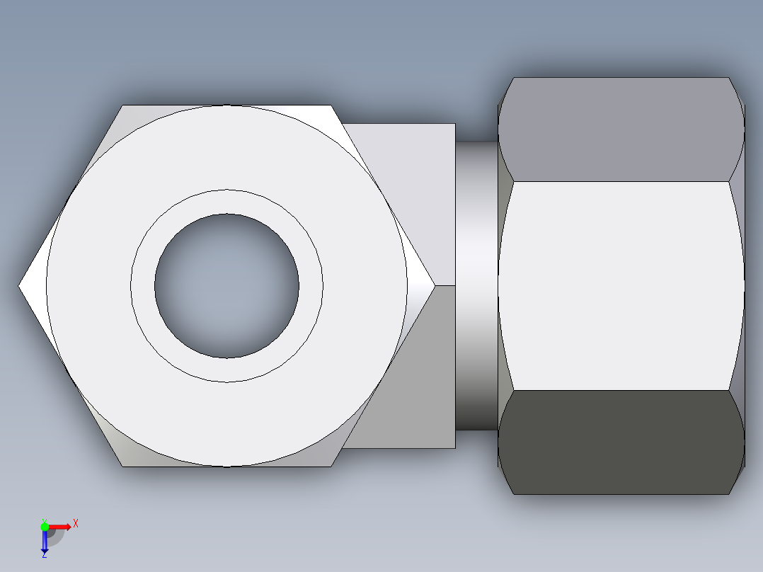 卡套式工业通用硬管接头EO_Adjustable_locknut_run_tee_LEE16ZSRCF俯视图