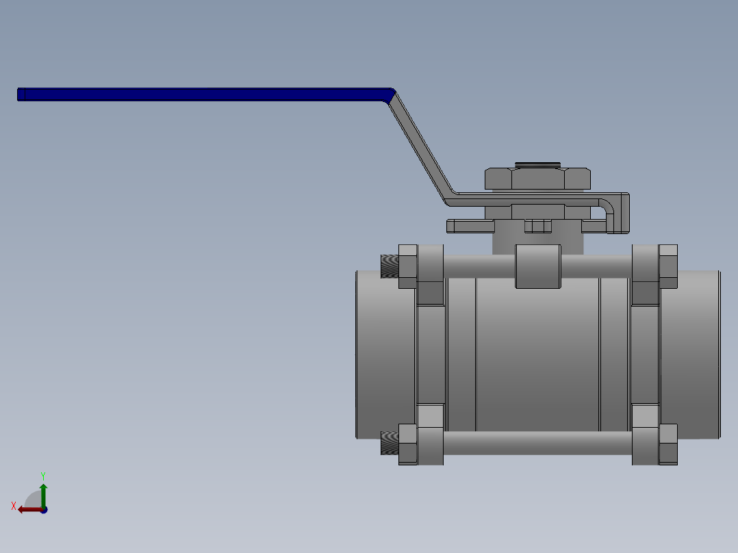 三片式内螺纹球阀-304 DN15-DN80后视图
